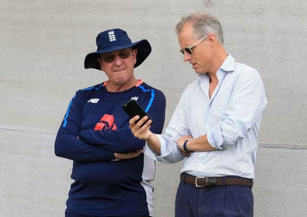 England head coach Trevor Bayliss (left) with national team selector Ed Smith. Picture: Mike Egerton/PA