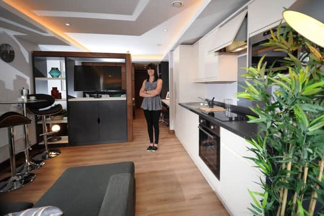 YPP marketing manager Jennifer Pierce, pictured in one of the new student flats, as part of the Oasis Residence, Cookridge Street, Leeds. Picture by Simon Hulme