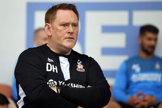 New Bradford head coach David Hopkin took charge off his first match away at Bloomfield Road.