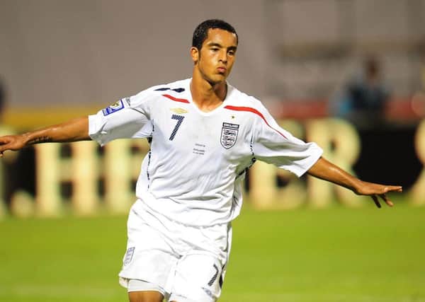 MAGIC MAN: England's Theo Walcott celebrates scoring his hat-trick against Croatia in Zagreb in September 2008. Picture: Owen Humphreys/PA