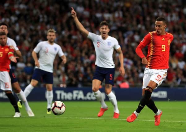 Rodrigo scores Spains decisive goal as they beat England at Wembley in their UEFA Nations League, League A Group Four match (Picture: Mike Egerton/PA Wire).