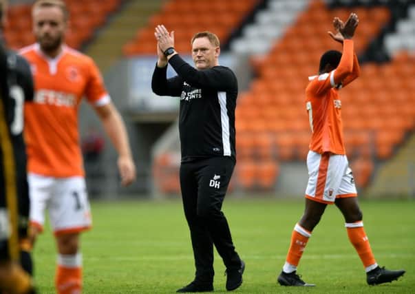 TOUGH TO TAKE: New Bradford City head coach David Hopkin applauds the travelling support.