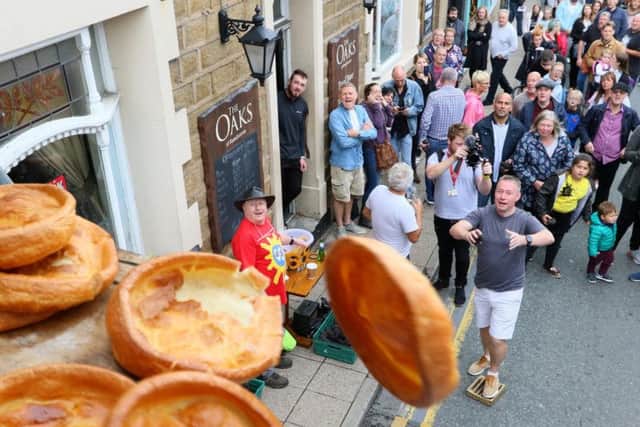 Yorkshire v Lancashire in the World Black Pudding Throwing Championships. Photo: SWNS