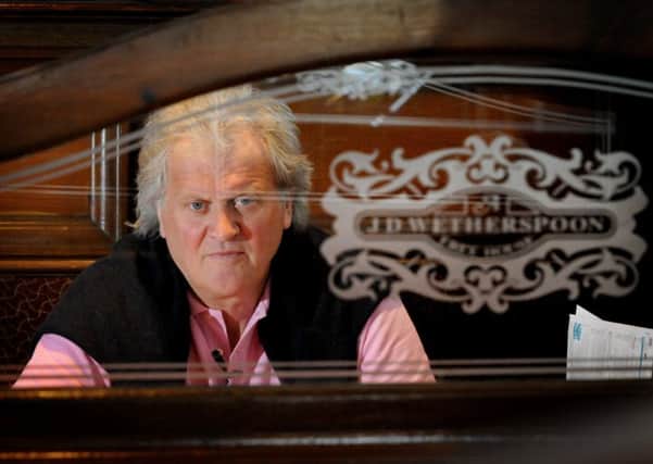 Wetherspoon chairman Tim Martin on the Brexit campaign trail in the Grey Friar pub in Preston
