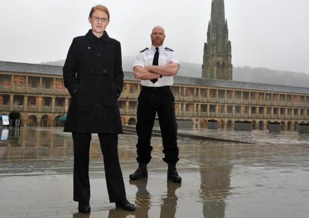 Holly Lynch on the streets of Halifax with Chief Inspector Nick Smart.