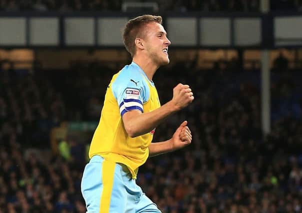 Will Vaulks celebrating his goal for Rotherham United at Everton (Picture: PA)