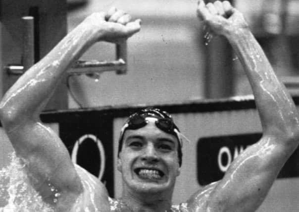 The moment of triumph as Adrian Moorhouse becomes Olympic champion in 1988.