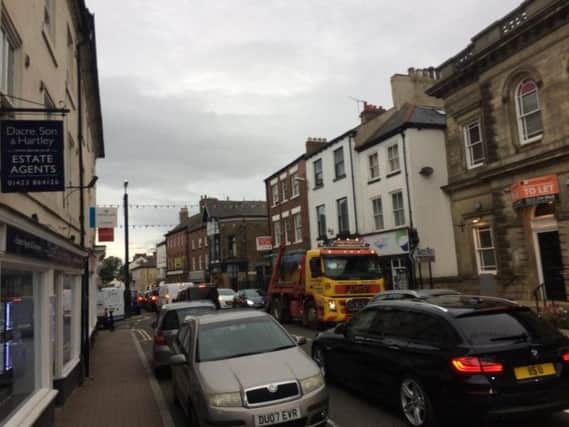 A gridlocked high street on Monday. Credit: Simon Ware (Twitter)