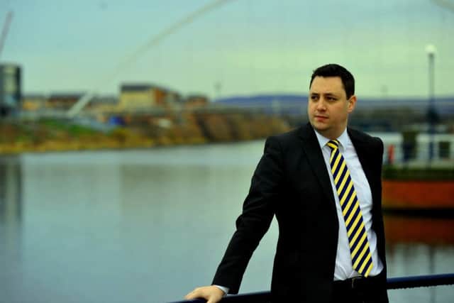 201217  Ben Houchen Conservative Mayor of Tees Valley by the Infinity bridge  in Stockton on Tees.