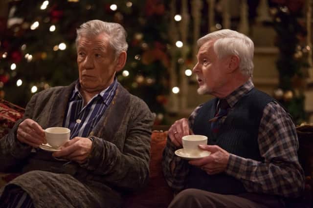 A BROWN EYED BOY PRODUCTION FOR  ITV  VICIOUS CHRISTMAS SPECIAL   Starring: IAN McKELLEN as Freddie, DEREK JACOBI as Stuart, FRANCES DE LA TOUR as Violet,MARCIA WARREN as Penelope, IWAN RHEON as Ash.  All images are Copyright ITV/BROWN EYED BOY and may only be used in relation to Vicious. For more info please contact Pat Smith at patrick.smith@itv.com or 02071573044
