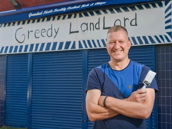 Mark Nicol, 48, changed the name of his chippy to the Greedy Landlord