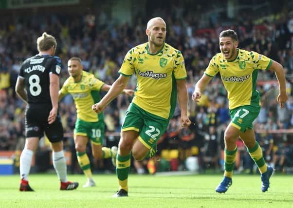 Norwich City's Teemu Pukki celebrates scoring.