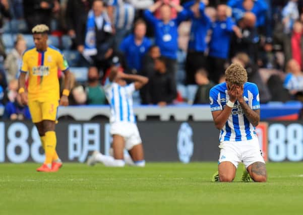 Huddersfield Town's Philip Billing reacts after a missed chance.