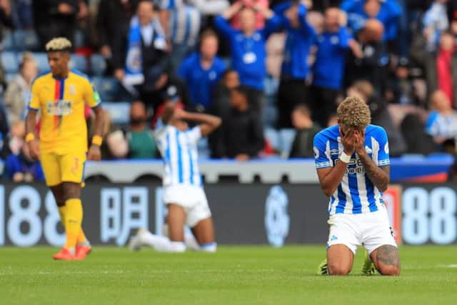 Oh no: Huddersfield Town's Philip Billing reacts after missing a  chance.
