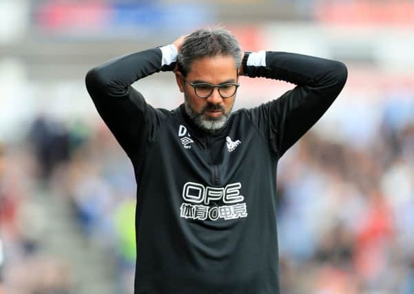 Three points gone begging: Huddersfield Town manager David Wagner reacts after the final whistle.