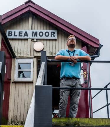 Date: 14th August 2018.
Picture James Hardisty.
YP Magazine.......Daniel Weatherill, 30, signaller at Blea Moor Signal Box, near Ribblehead Viaduct in the Yorkshire Dales National Park.