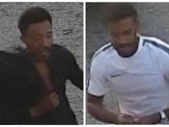 CCTV footage of the two men police would like to speak to.