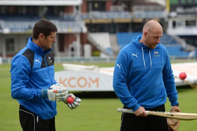 Yorkshire director of cricket, Martyn Moxon, left, and first-team coach Andrew Gale.  Picture: Bruce Rollinson