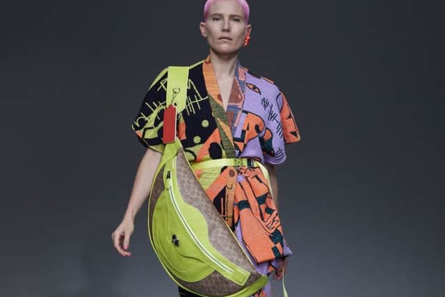 Huge bumbags are part of Bovan's collaboration with Coach, seen here at the London Fashion Week SS19 catwalk show.