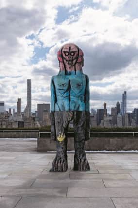 A sculpture by artist Huma Bhabha  'We Come in Peace 2017'
