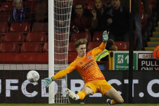 Sheffield United's Dean Henderson makes a vital save in the last minute. Picture: Simon Bellis/Sportimage