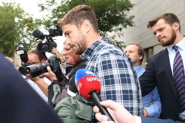 England rugby player Danny Cipriani leaves Jersey Magistrates' Court, Saint Helier, where he pleaded guilty to charges of common assault and resisting arrest following an incident in a nightclub on the island. Picture: Yui Mok/PA
