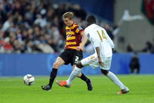 Stephen Darby playing for Bradford against Swansea at Wembley in the League Cup final in 2013. (Picture: Tony Johnson)
