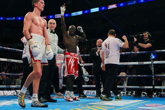 LOW POINT: Yvan Mendy celebrates after victory over Luke Campbell at the O2 Arena, back in 2015. Picture: Nick Potts/PA
