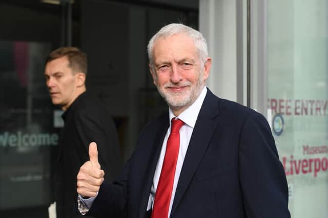 Labour leader Jeremy Corbyn gives a thumbs up gesture prior to being interviewed by the BBC's Andrew Marr in Liverpool, during the party's annual conference in the city. PIC:  Stefan Rousseau/PA Wire