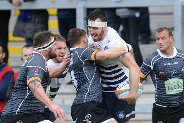 NO WAY THROUGH: Yorkshire Carnegie's Dan Temm looks for support during Sunday's Championship home defeat to Nottingham. Picture: Steve Riding.