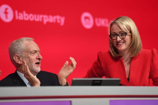Shadow Business Secretary Rebecca Long-Bailey with Jeremy Corbyn.