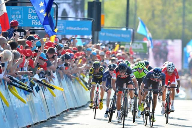 Greg Van Arvermaet come's in to the finish in Leeds to win the 2018 Tour de Yorkshire. (Picture:Bruce Rollinson)