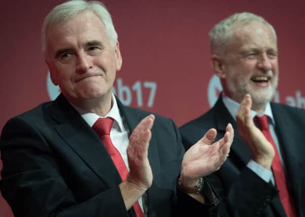 Shadow Chancellor John McDonnell, left, and Labour leader Jeremy Corbyn at this week's party conference in Liverpool.