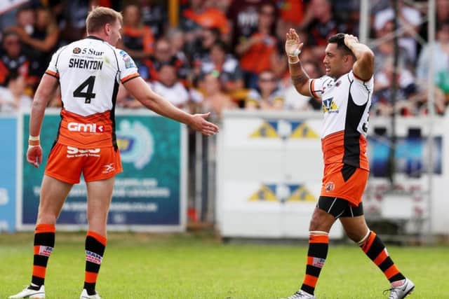 Castleford's Quentin Laulu-Togagae, right, could play for the first time in seven weeks at St Helens on Friday after being recalled to Daryl Powell's squad. (Paul Currie/SWpix.com)