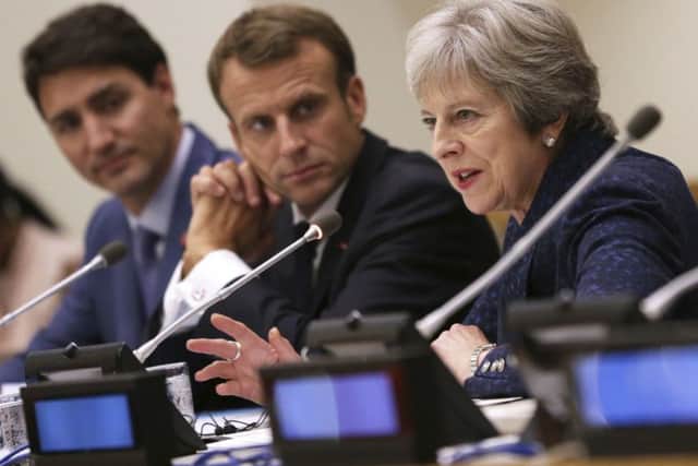 Theresa May spoke at the United Nations this week before addressing business leaders in New York.
