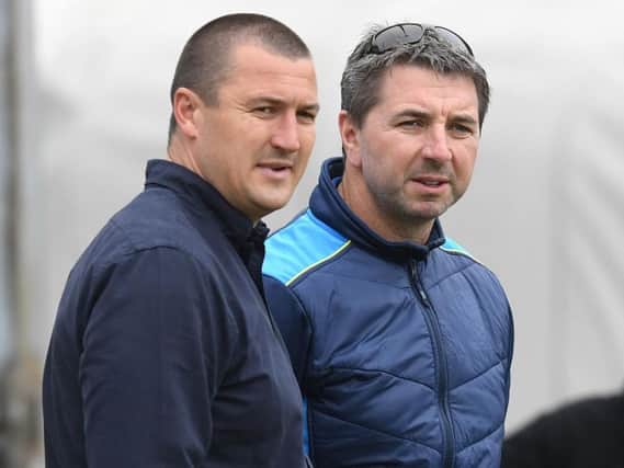 Wakefield Trinity coach Chris Chester, left, with Warrington boss Steve Price ahead of their game in June. The sides meet again on Friday. (Anna Gowthorpe/SWpix.com)