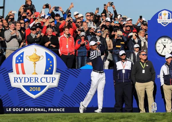 USA's Tiger Woods on the 10th tee during preview day three of the Ryder Cup at Le Golf National, Saint-Quentin-en-Yvelines, Paris.
