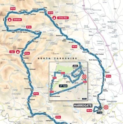 The route of the men's road race at the 2019 UCI World Championships in Yorkshire