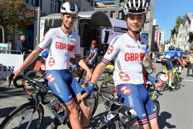 CHALLENGE: Great Britain Junior Men's Team riders Sam Watson and Mason Hollyman at the 2018 UCI World Cycling Championships in Kufstein.  Picture: Bruce Rollinson