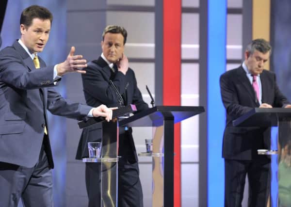Nick Clegg, David Cameron and Gordon Brown took part in leaders' debates in 2010.