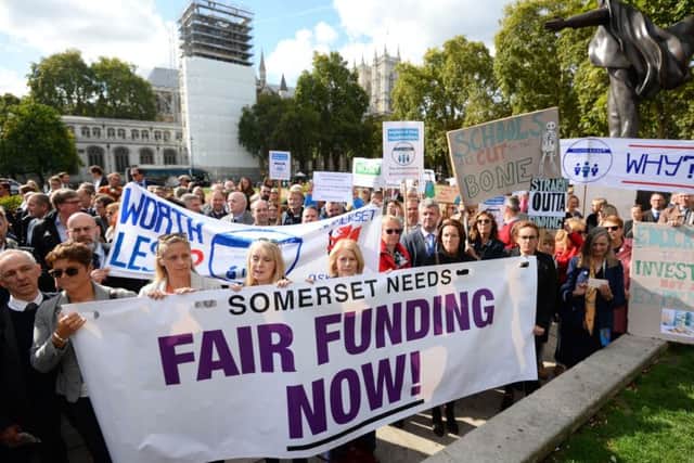 Headteachers have marched on Parliament over school funding.