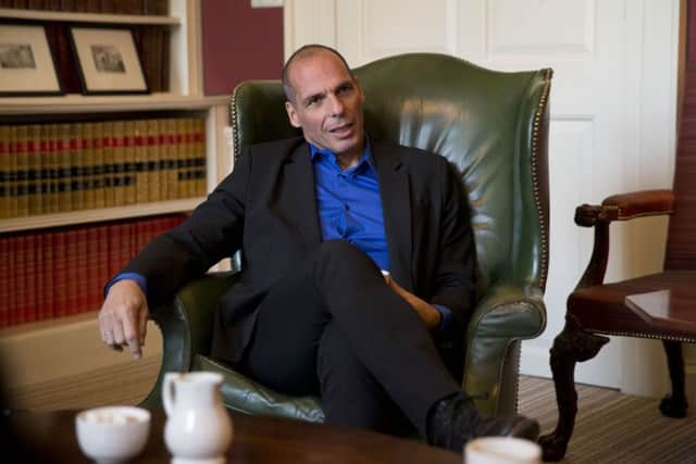Yanis Varoufakis in 2015 during a meeting at 11 Downing Street in London, when he met then Chancellor George Osborne. PRESS ASSOCIATION Photo.