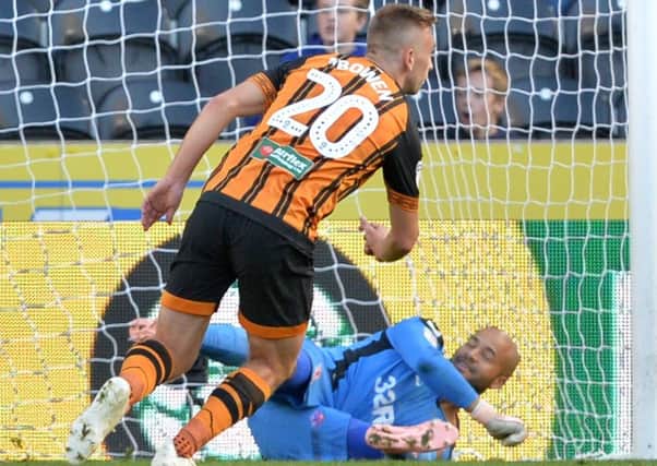 Spot on: Jarrod Bowen sends Darren Randolph the wrong way to score Hull's equaliser from the penalty spot.
 Picture: Bruce Rollinson