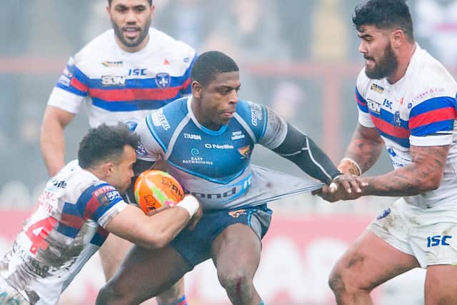 Huddersfield's Jermaine McGillvary in action against Wakefield Trinity