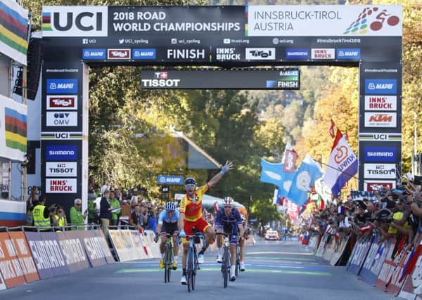 CHAMPION: Spains Alejandro Valverde finally claimed victory at the Road World Championships.
Picture courtesy of Innsbruck-Tirol 2018 / BettiniPhoto