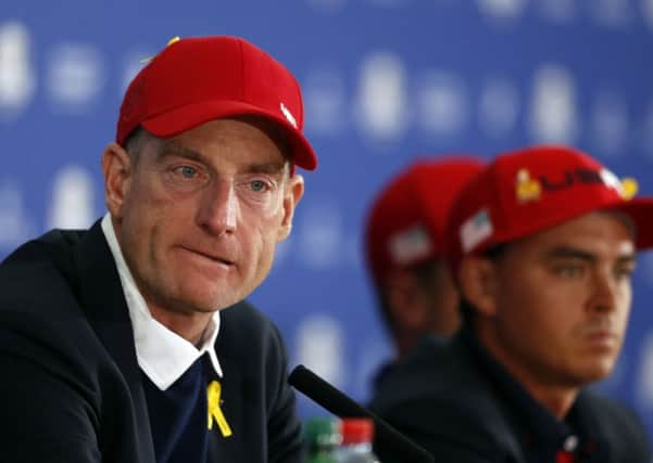 US captain Jim Furyk faces the media after his sides comprehensive Ryder Cup loss in Paris (Picture: Alastair Grant/AP).