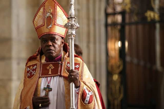 The Archbishop of York during a service at York Minister to consecrate the Church's first female bishop.
