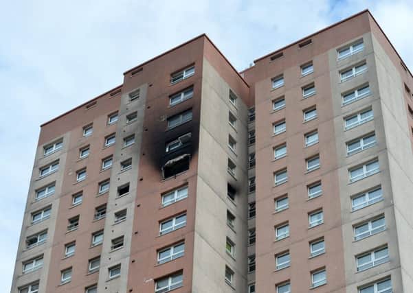 Scence of fire in Tower block, Cottingley Towers, Leeds.
1 October 2018.  Picture Bruce Rollinson