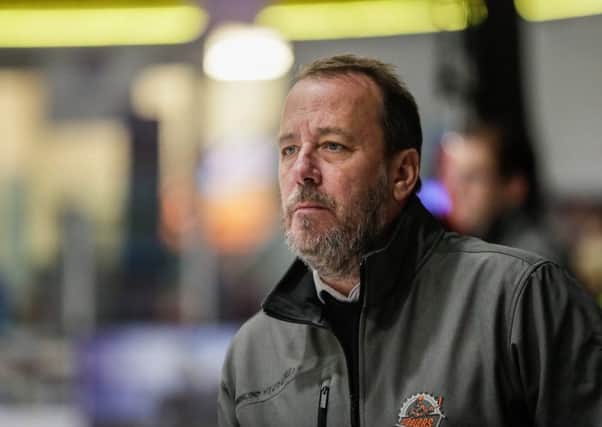 END GAME: Paul Thompson, on the bench at Coventry Blaze for what turned out to be his last game as head coach of the Sheffield Steelers. Picture: Scott Wiggins/EIHL.