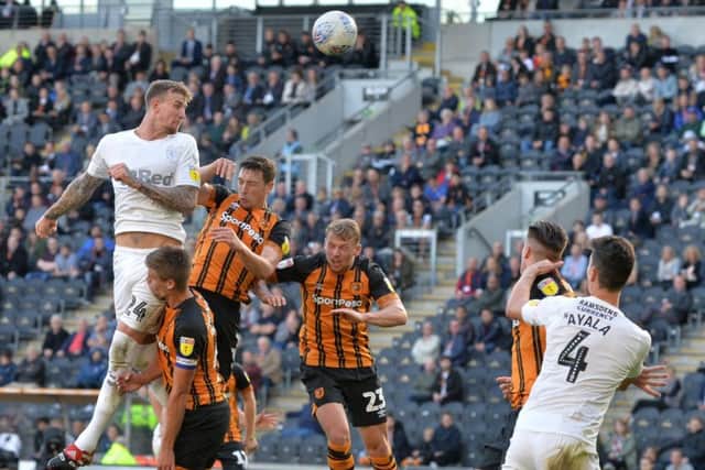 Aden Flint heads in for high-flying 
Middlesborough versus Hull City on Saturday. (Picture: Bruce Rollinson)